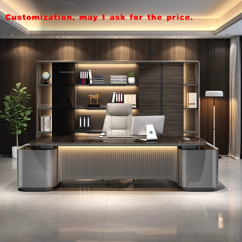 Office Furniture Custom - Bureau de direction laqué luxueux personnalisé,