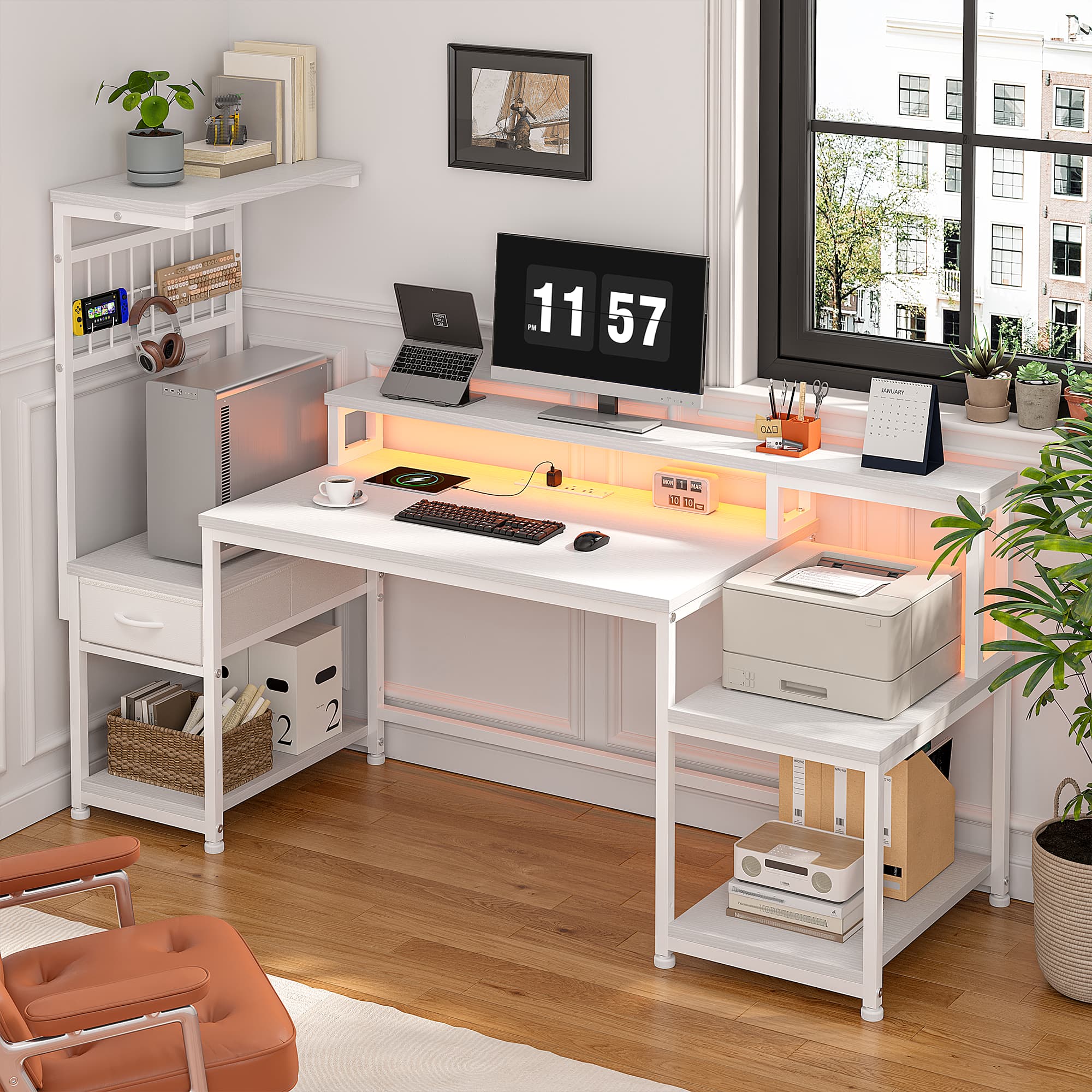 Office Furniture Plan - EnHomee Bureau d'ordinateur de jeu LED