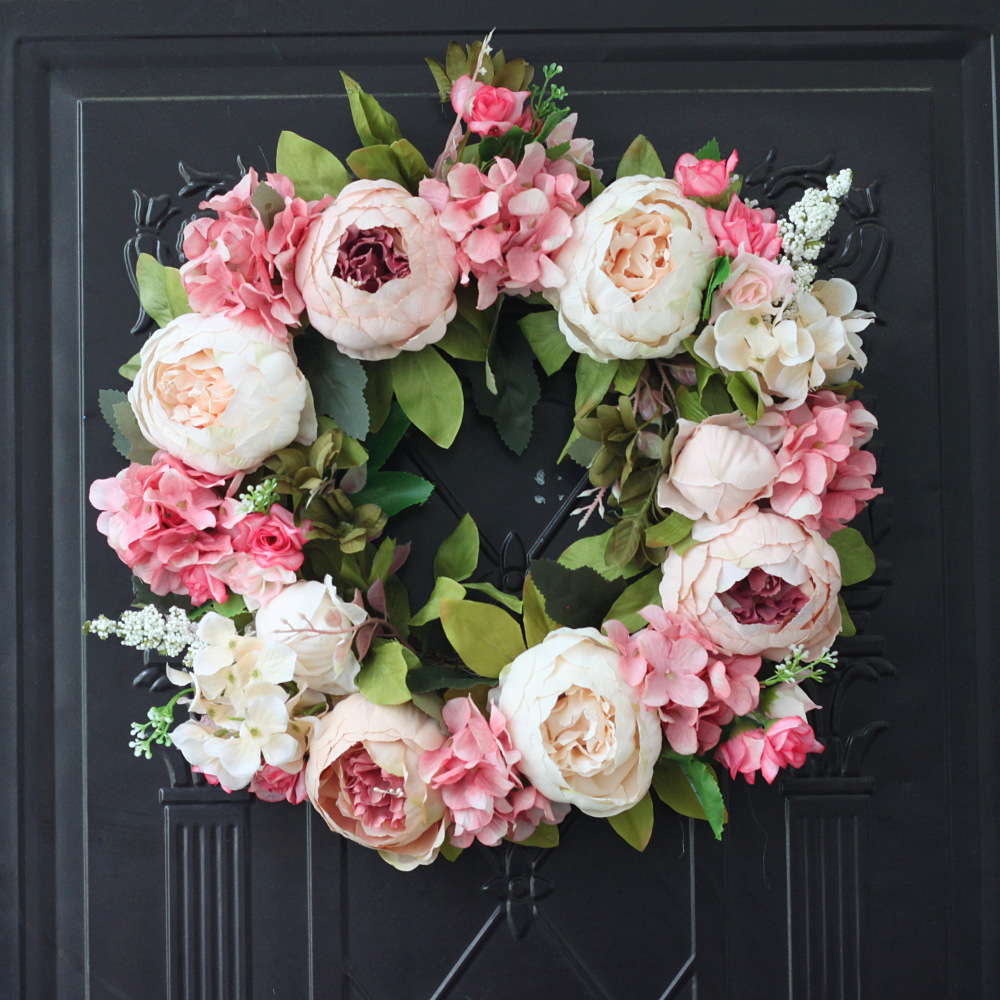 Conference Table Round - Guirlande de pivoines artificielles en rotin,